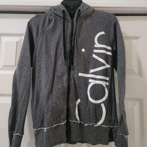 Calvin Klein Women's Gray Full Zip Long Sleeve Hoodie Sweatshirt Size Sm…